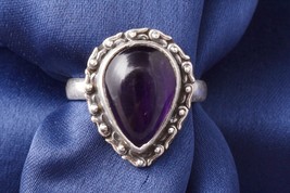 Original Amethyst Birne Form 925 Sterlingsilber Damen Ring Jeder Tag Kleidung - £33.11 GBP