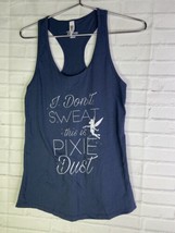 Disney Tinkerbell I Dont Sweat This Is Pixie Dust Tank Top Blue Womens Juniors M - £8.33 GBP