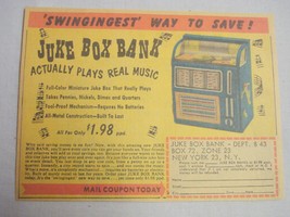 1961 Color Ad Juke Box Bank That Actually Plays Music - $7.99