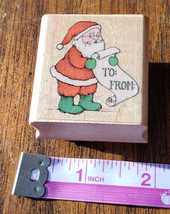 Santa&#39;s Gift List To &amp; From Hero Arts 1989 Wood Mounted Rubber Stamp C159 - £5.34 GBP