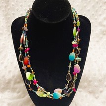 Vintage Multi-Strand, Multi-Color, Glass &amp; Stone Beaded Choker Style Nec... - $22.72