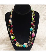 Vintage Multi-Strand, Multi-Color, Glass &amp; Stone Beaded Choker Style Nec... - €19,48 EUR
