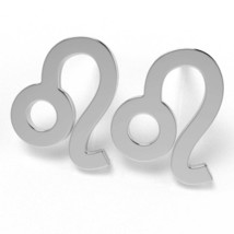 Leo Zodiac Sign Earrings In Solid 10K White Gold - £127.07 GBP