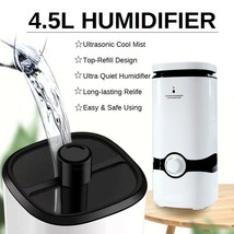 Humidifier 4.5L Ultrasonic Cool Mist Humidifier Ultra Quiet Top-Refill Design - £47.78 GBP