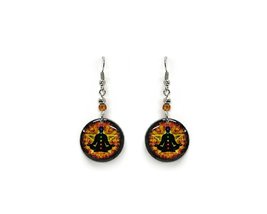 Round New Age Spiritual Graphic Dangle Earrings - Womens Fashion Handmade Jewelr - $14.84