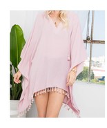 Lightweight Hooded Swimsuit Cover up with Tassels Mauve 2x/3x - $33.85 CAD