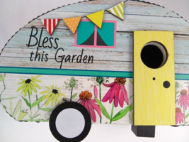 Bless This Garden Bird House Camper Flower RV Birdhouse Gardening Country Flags - £19.98 GBP