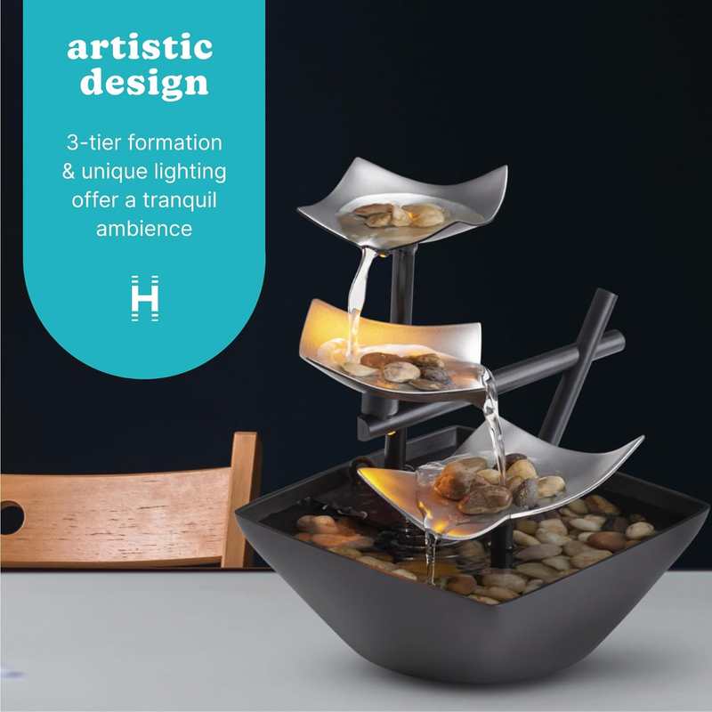 Tabletop Water Fountain, Home Décor Soothing Sound Machine - Automatic Pump, Dee Item image 3
