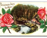 Roses And Mountain Scene Christmas Joys Embossed 1913 DB Postcard W7 - £2.33 GBP