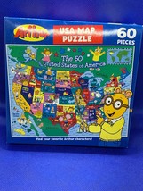ARTHUR USA Map 60 Piece Jigsaw Puzzle The 50 United States PBS Kids Watch &amp; Play - £3.02 GBP