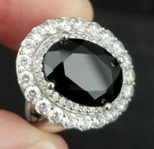 vintage sterling silver 925 size 7 ring Black Onyx and CZ ORNATE &amp; NICE! - £33.23 GBP