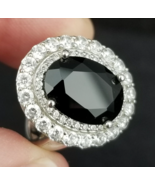 vintage sterling silver 925 size 7 ring Black Onyx and CZ ORNATE &amp; NICE! - $42.99