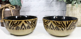 Pack Of 2 Safari Savanna Jungle Tiger Print Abstract Soup Cereal Bowls 20oz - £24.77 GBP