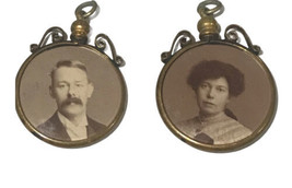 antique Edwardian victorian double Sided portrait pendant - £120.47 GBP