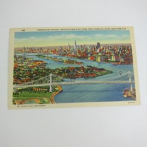 Linen Postcard New York City Triborough Bridge Down East River Hellgate Vintage - £4.68 GBP