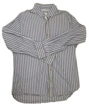 Men&#39;s Timberland L/S Button Down Shirt Muted Brown Blue White Striped Large - £15.69 GBP