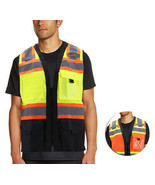 Men&#39;s Safety High Visibility Zipper Reflective Neon Class 2 Type R Work ... - £19.29 GBP