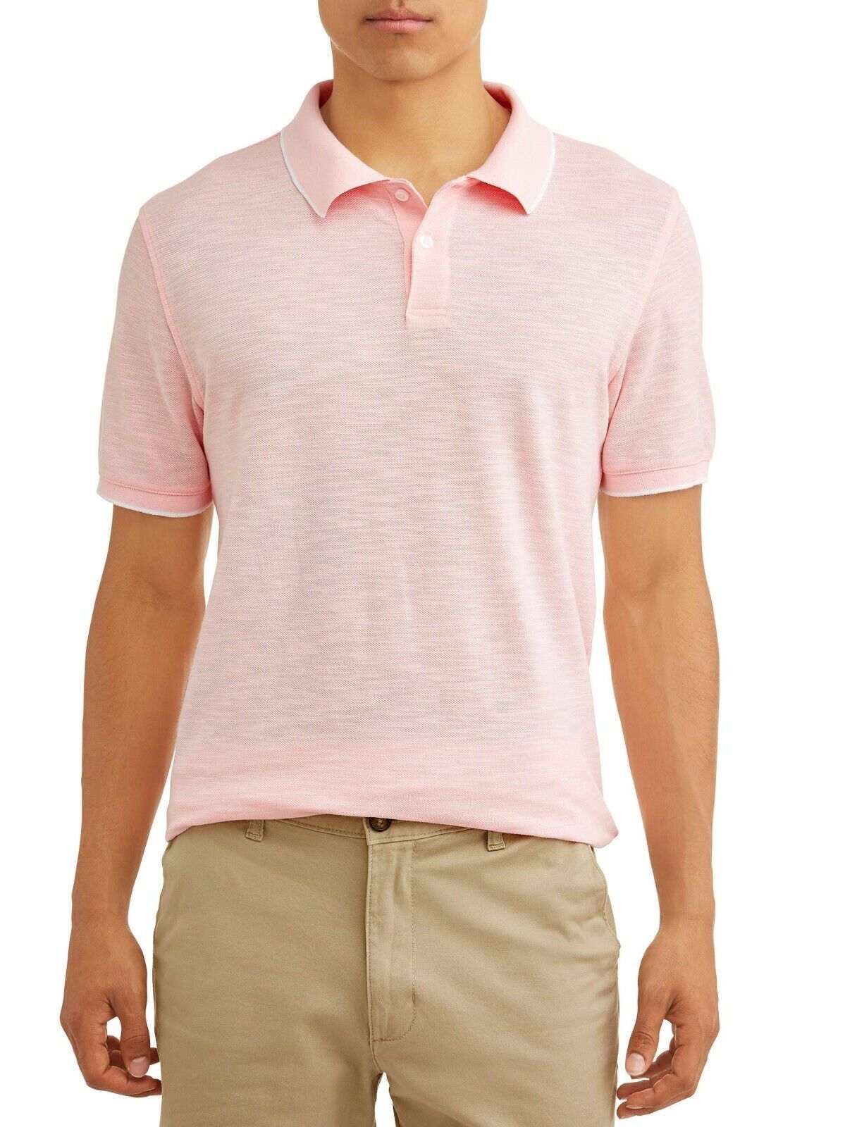 George Men&#39;s Short Sleeve Pique Stretch Polo 2XL 50-52 Pink Heather NEW - $14.50