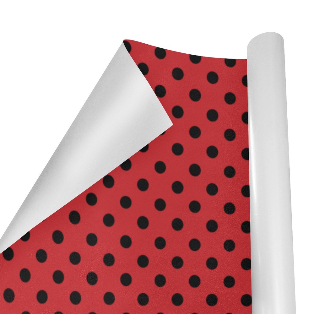 Red Black Polkadot Lady Bug Pattern Wrapping Paper 58" x 23