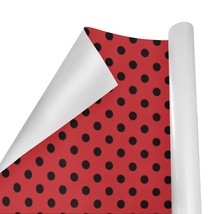Red Black Polkadot Lady Bug Pattern Wrapping Paper 58" x 23" - £13.62 GBP+
