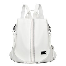 White Women PU Leather Backpack School Bags For Teens Girls Travel Anti-Theft Ba - £37.13 GBP