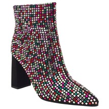 Wild Pair Women Ingrid Block Heel Ankle Bootie Sz US 5.5M Multi Bling Rhinestone - $74.25