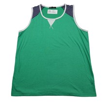 Crank Shirt Mens M Green Sleeveless Round Neck Stretch Stripe Casual Tank Top - $18.69