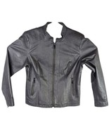 Womens Gray Leather Jacket Size Large Apt 9 Grey - $35.64