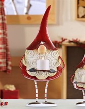Gnome Santa Votive Candle Holder Metal Red Freestanding Christmas 17" High   