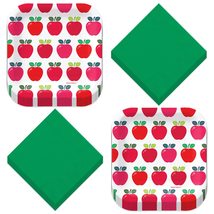 HOME &amp; HOOPLA Apple Party Supplies - Red Apple Variety Square Paper Dess... - £11.31 GBP+