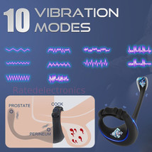 Adjustable Cock Ring Anal Vibrator Butt Stimulator Plug Prostate Massage... - £17.16 GBP