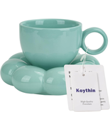 Ceramic Coffee Mug with Saucer Set, Creative Cute Cup with Sunflower Coa... - $44.31 CAD