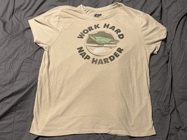 Star Wars The Mandalorian Grogu “Work Hard Nap Harder” Beige Graphic Tee XL - $214.98 MXN