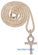 Ankh New Small Egyptian Pendant with Rhinestones Necklace on 24 Inch Lon... - $12.50