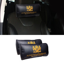 X2 JP Junction Produce Black Leather Car Seat Neck Pillows Headrest Cushion Pad  - £19.77 GBP