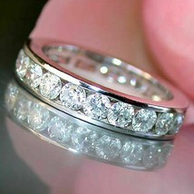 2.50 KT Diamanti Finti Canale Set Intera Eternity Fede Nuziale Argento Sterling - £208.11 GBP