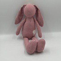 18&quot; Striped Floppy Bunny Rabbit Red White Heart Soft Cotton - £15.44 GBP