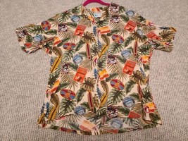 Pride Of Kauai Hawaiian L/XL Shirt All-Over Products USA Beach Tropical ... - £7.44 GBP