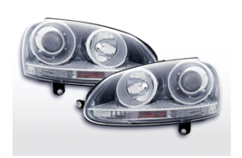 FK LED Halo Projector Anello DRL Headlights VW Golf 5 MK5 1K Black 03-08... - £299.36 GBP