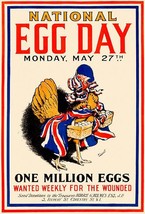 National Egg Day - One Million Eggs - 1918 - World War I - British Poster - $9.99+