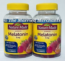 2 - Nature Made 5 mg Melatonin Gummies Strawberry 70 gummies each 8/2024... - $19.88