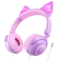 Headphones Kids, Headphones Cat Ears With Led, 85Db Volume Limiter, Foldable, Ki - £19.12 GBP