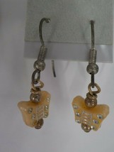 Ivory Dangle Butterfly Earrings Fishhook Painted Youth Tween Fashion Jewelry - £3.97 GBP