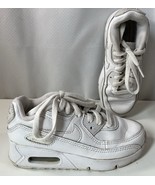 Nike Air Max 90 Sneakers Boys size 12C Triple White Athletic Shoes Girls... - $19.79