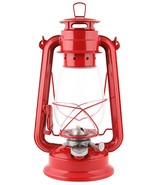 Kerosene OIL LANTERN red glass globe indoors outdoors hurricane WEATHERR... - $79.05