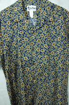 Vintage Howie Dark Blue With Gold Flowers Hawaiian Aloha Shirt L - £27.39 GBP