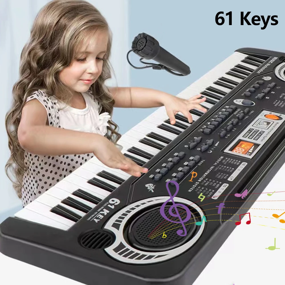 Kids Electronic Piano Keyboard Portable 61 Keys Organ with Microphone Education - £30.25 GBP+