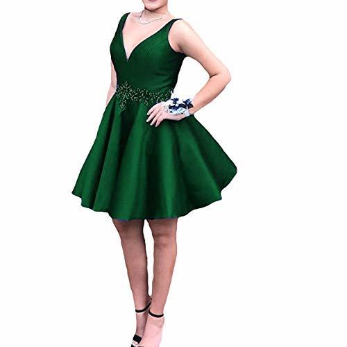 Kivary V Neck Beaded Short Corset Formal Prom Homecoming Dresses Emerald Green U