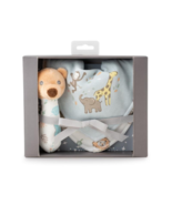 The Little Linen Company Rattle &amp; Baby Bib Gift Set Safari Bear - £84.81 GBP