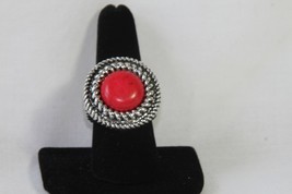 Paparazzi Stretch Band Ring (New) Rare Minerals - Red &amp; Silver - £6.77 GBP